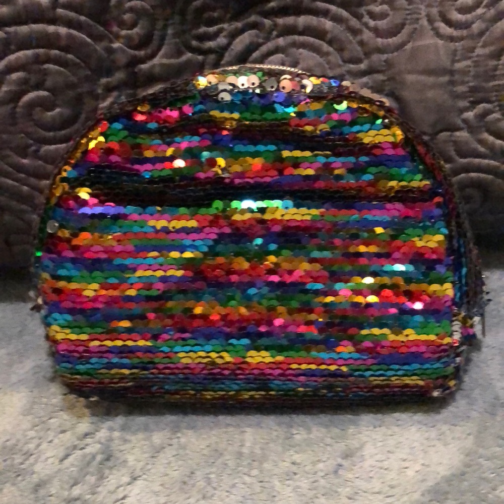 Rainbow Sequin Bag w/ pocket & zipper